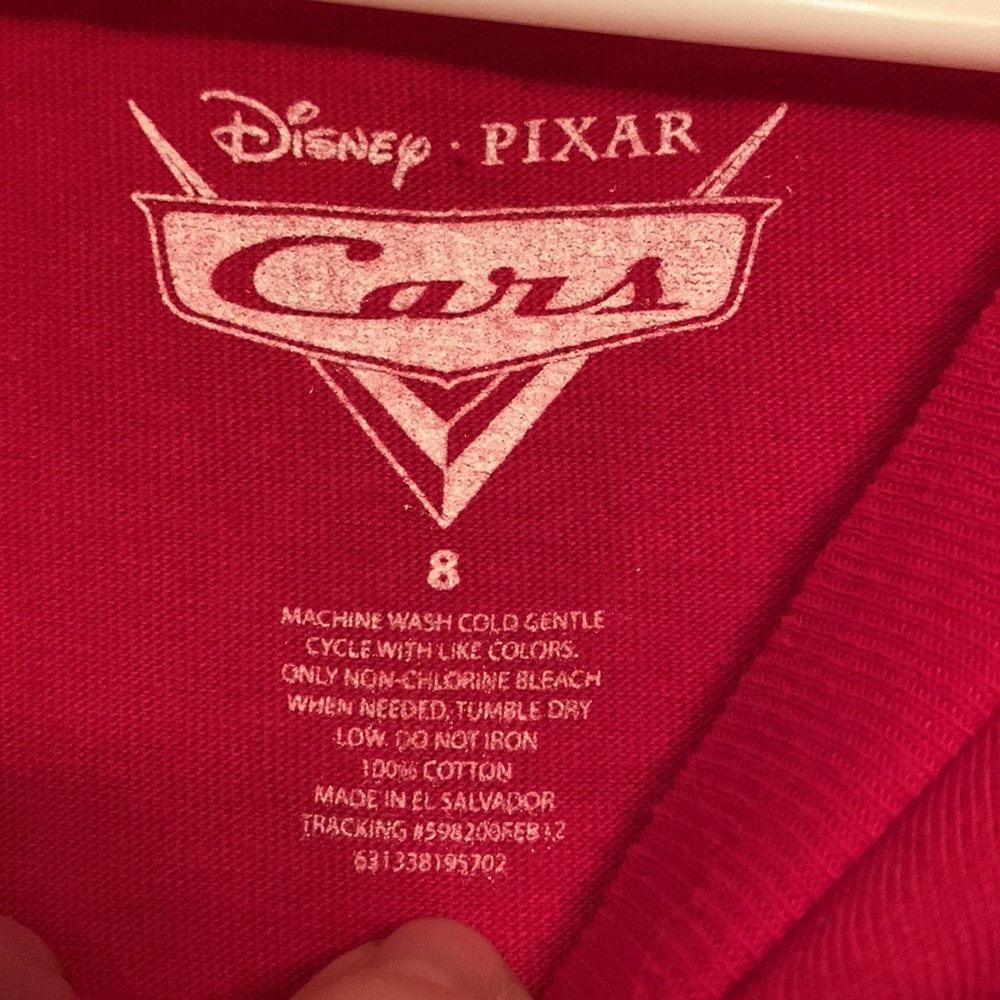 Disney Pixar Cars size 8 boy’s Lightning McQueen tee shirt race Gone in a Flash - Picture 4 of 5